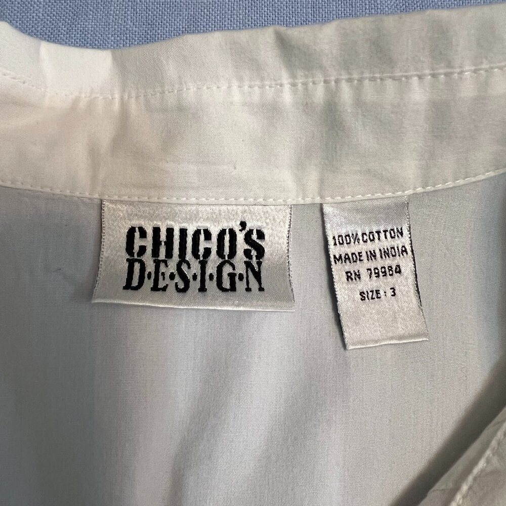 Chico's Design Women's Top Button Down Shirt White 3/4 Sleeve Size XL - Picture 4 of 9